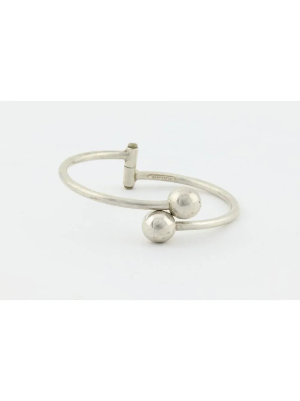 Sterling Silver Ball Bead Cuff Bangle Bracelet Opens 7" inch - Picture 7 of 7
